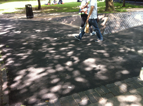 New tarmac filling the Euston Puddle July 2012